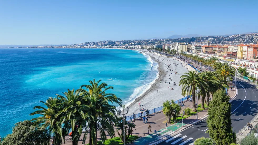 Den berømte strandpromenade i Nice, Promenade des Angles 